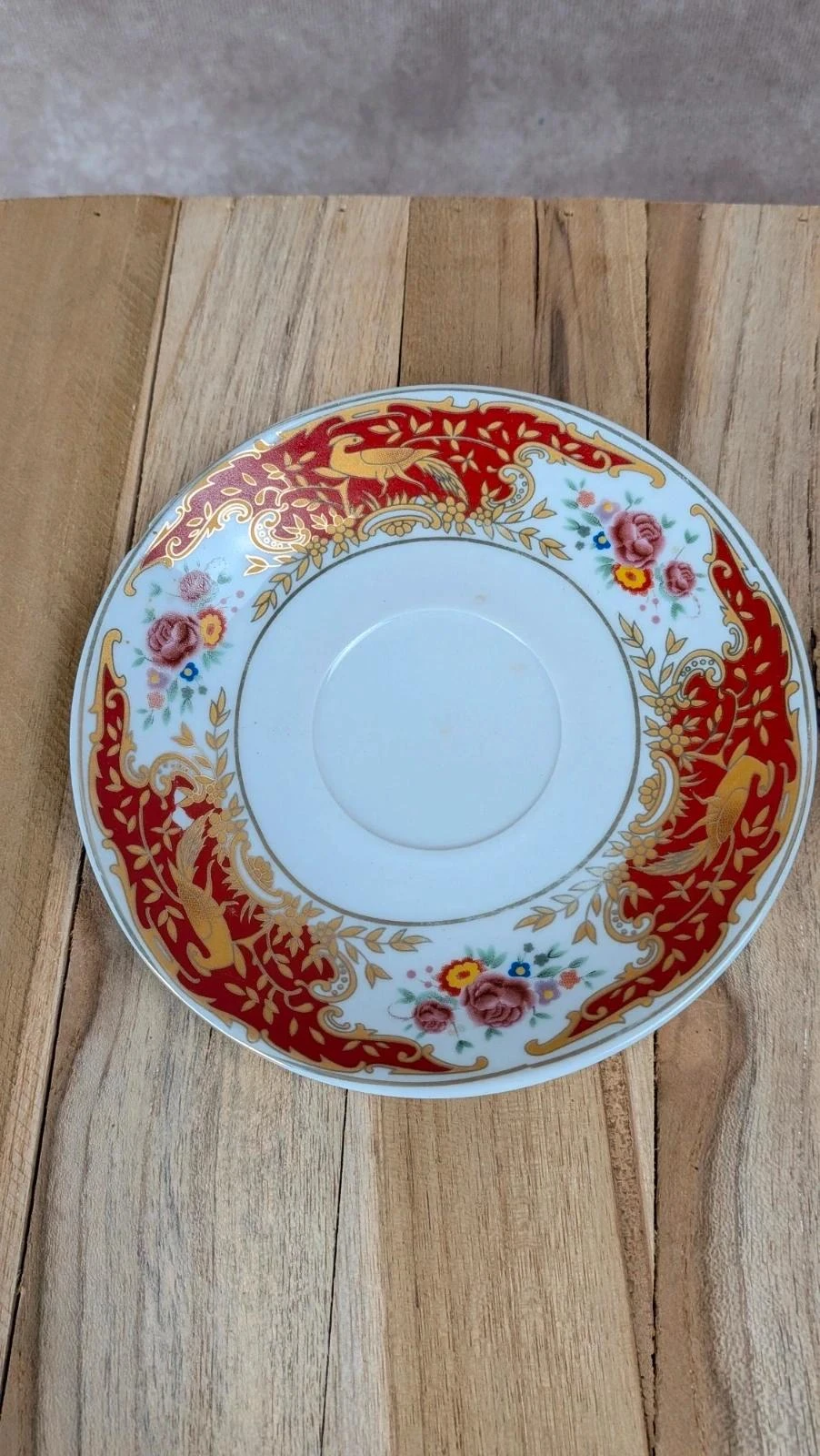 Lote de 2 tazas + platillos vintage decoración rojo y dorado estilo clásico – photo 4